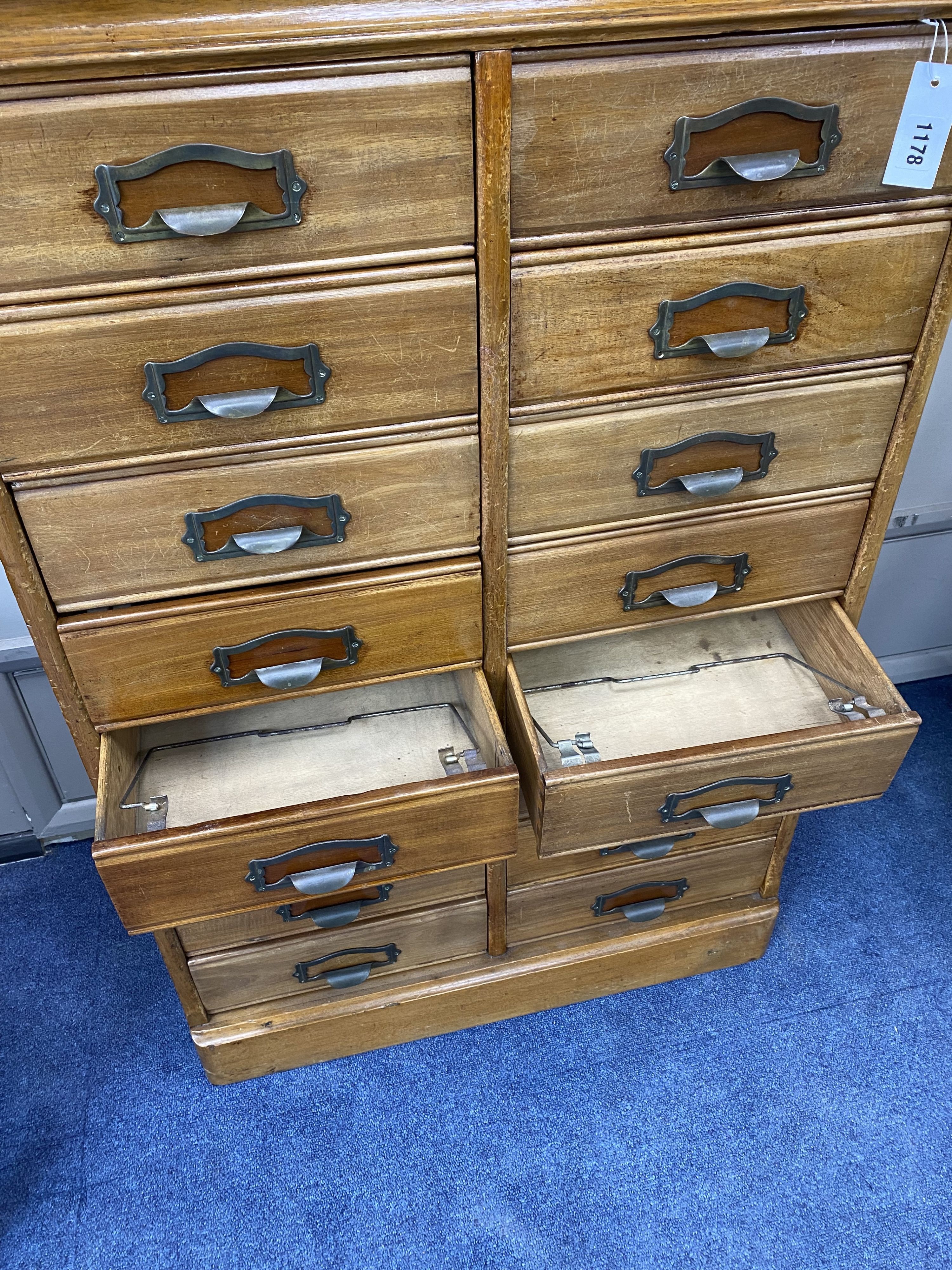 An early 20th century walnut filing cabinet, width 70cm, depth 40cm, height 111cm